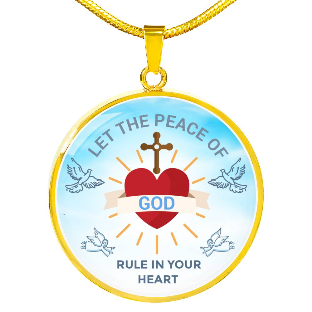 God Rule In Your Heart Circle Necklace Stainless Steel or 18k Gold 18-22"-Express Your Love Gifts