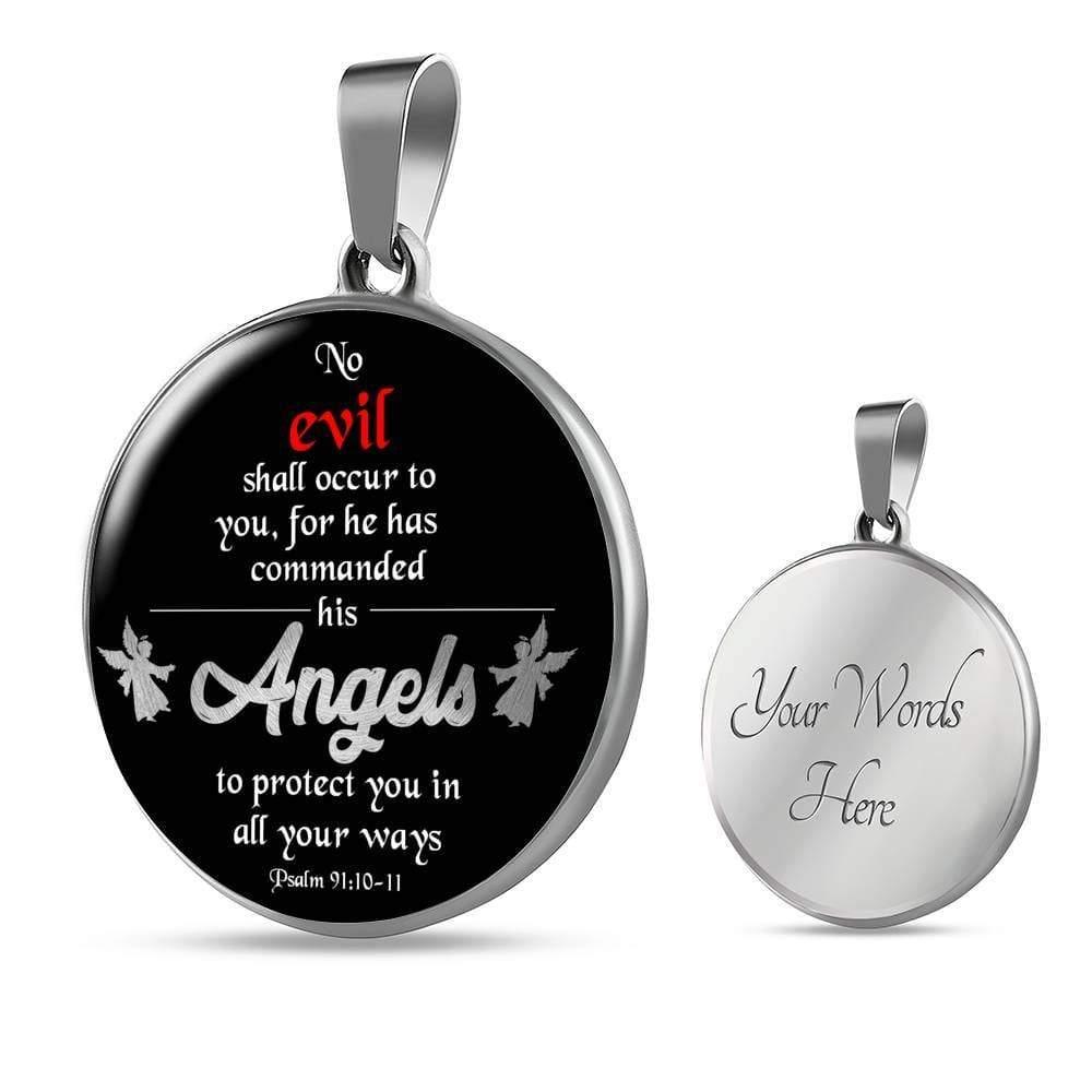 Angels Protect You Circle Necklace Stainless Steel or 18k Gold 18-22" - Express Your Love Gifts