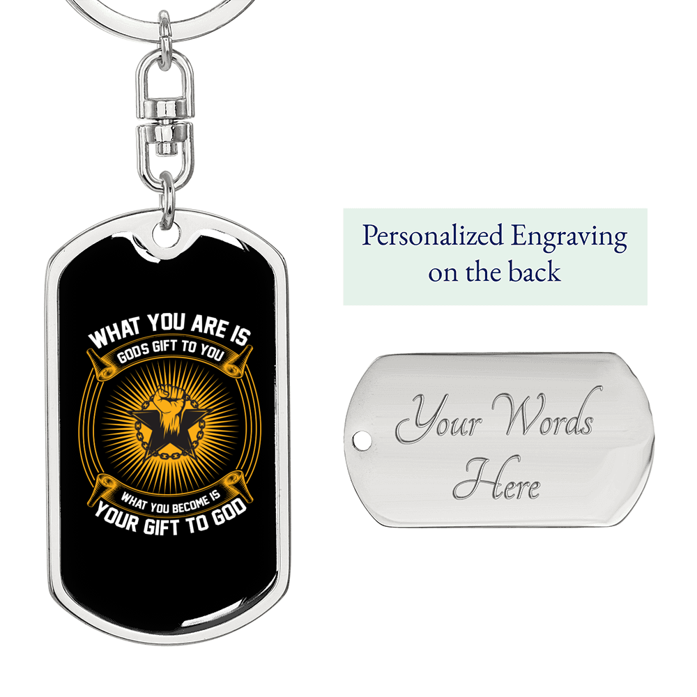 God's Gift To You Keychain Stainless Steel or 18k Gold Dog Tag Keyring-Express Your Love Gifts