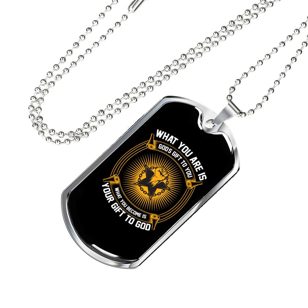 God's Gift To You Necklace Stainless Steel or 18k Gold Dog Tag 24" Chain-Express Your Love Gifts