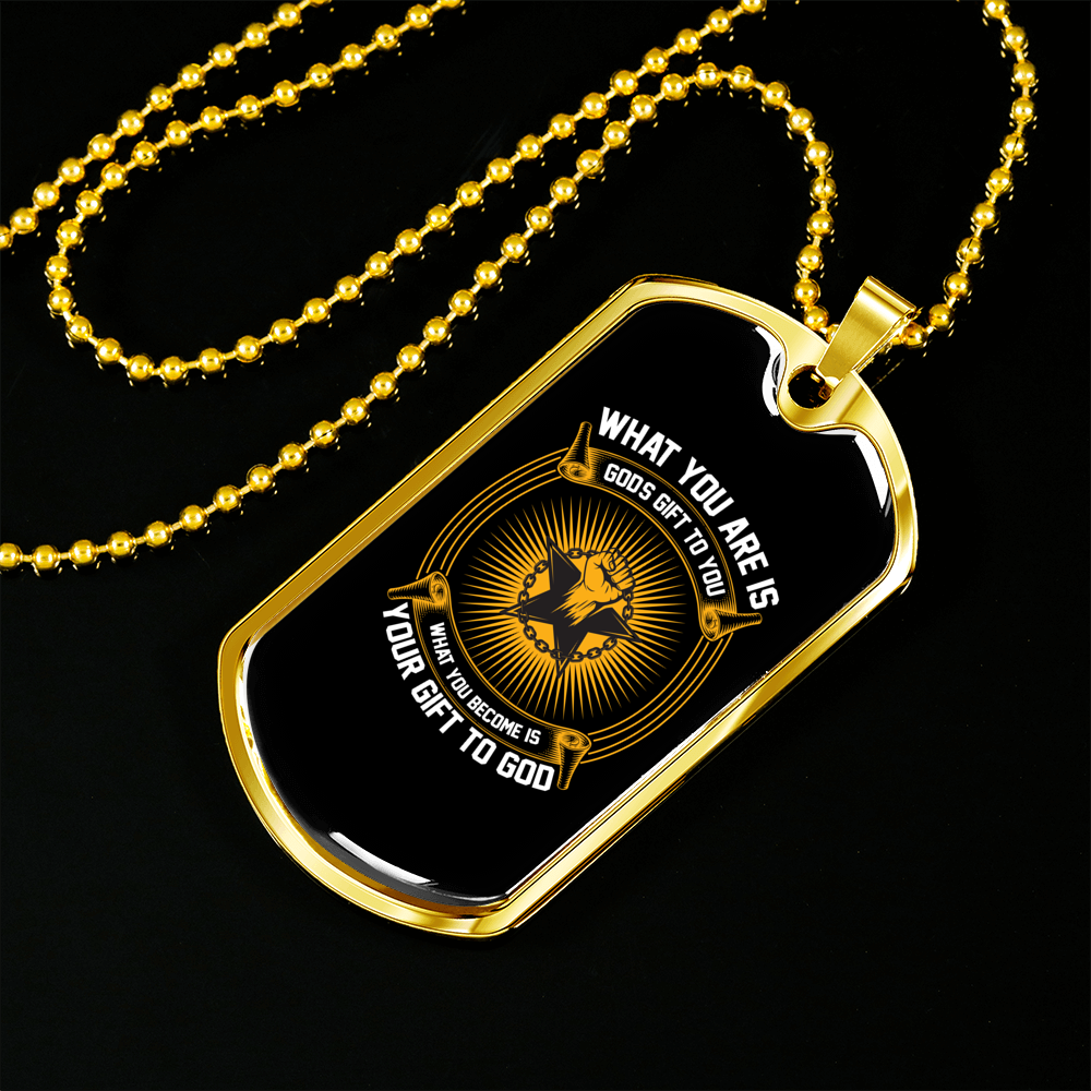 God's Gift To You Necklace Stainless Steel or 18k Gold Dog Tag 24" Chain-Express Your Love Gifts