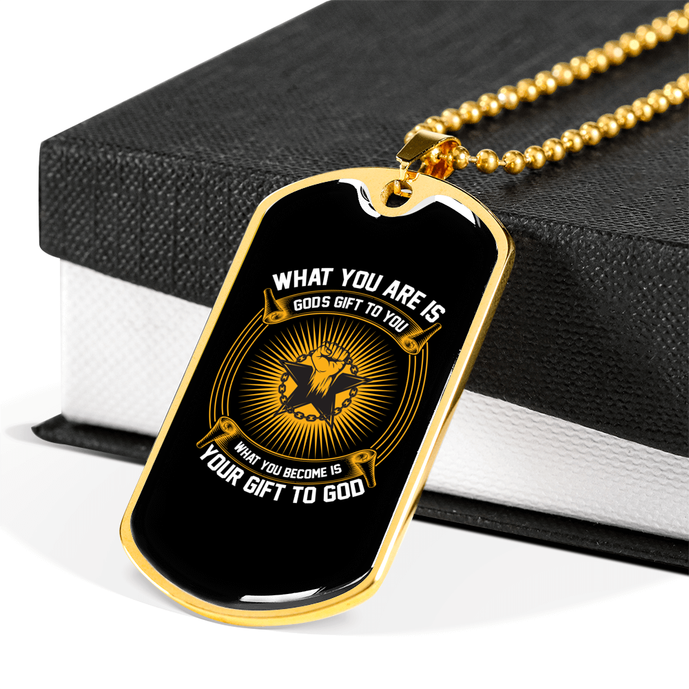 God's Gift To You Necklace Stainless Steel or 18k Gold Dog Tag 24" Chain-Express Your Love Gifts