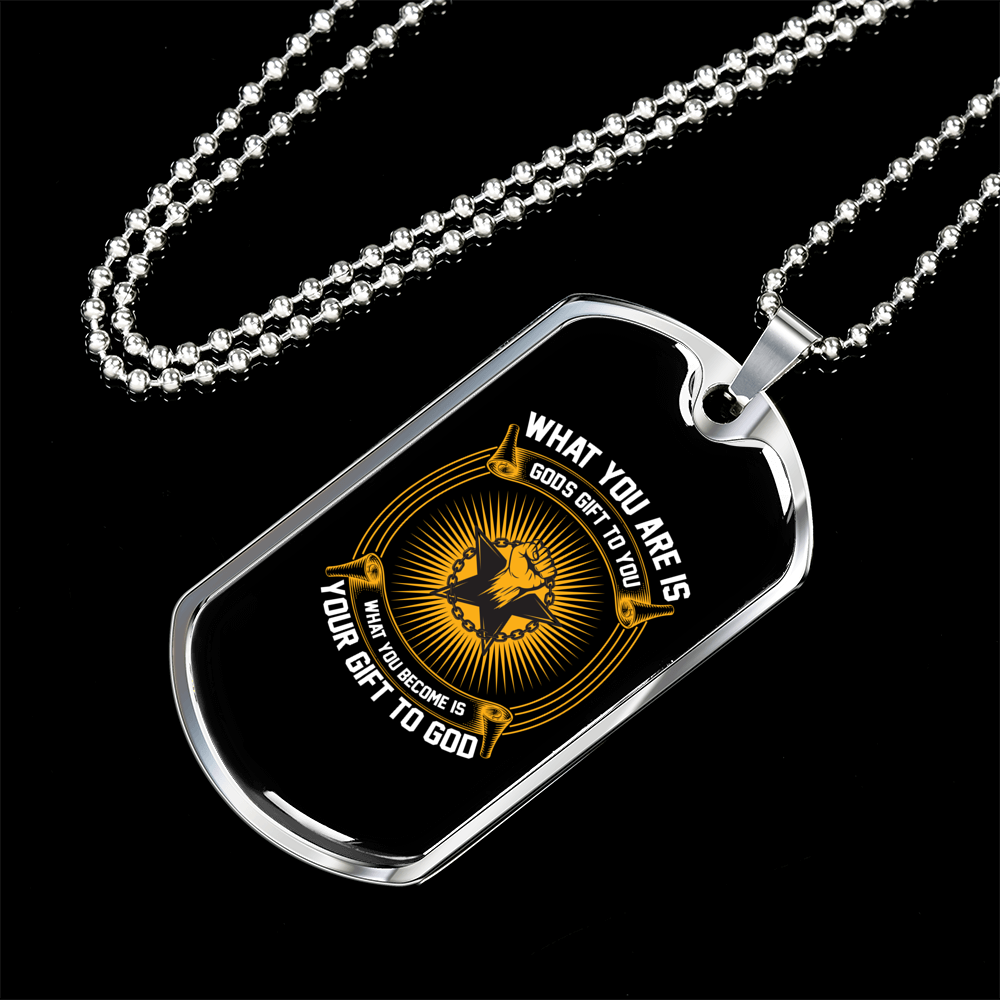 God's Gift To You Necklace Stainless Steel or 18k Gold Dog Tag 24" Chain-Express Your Love Gifts