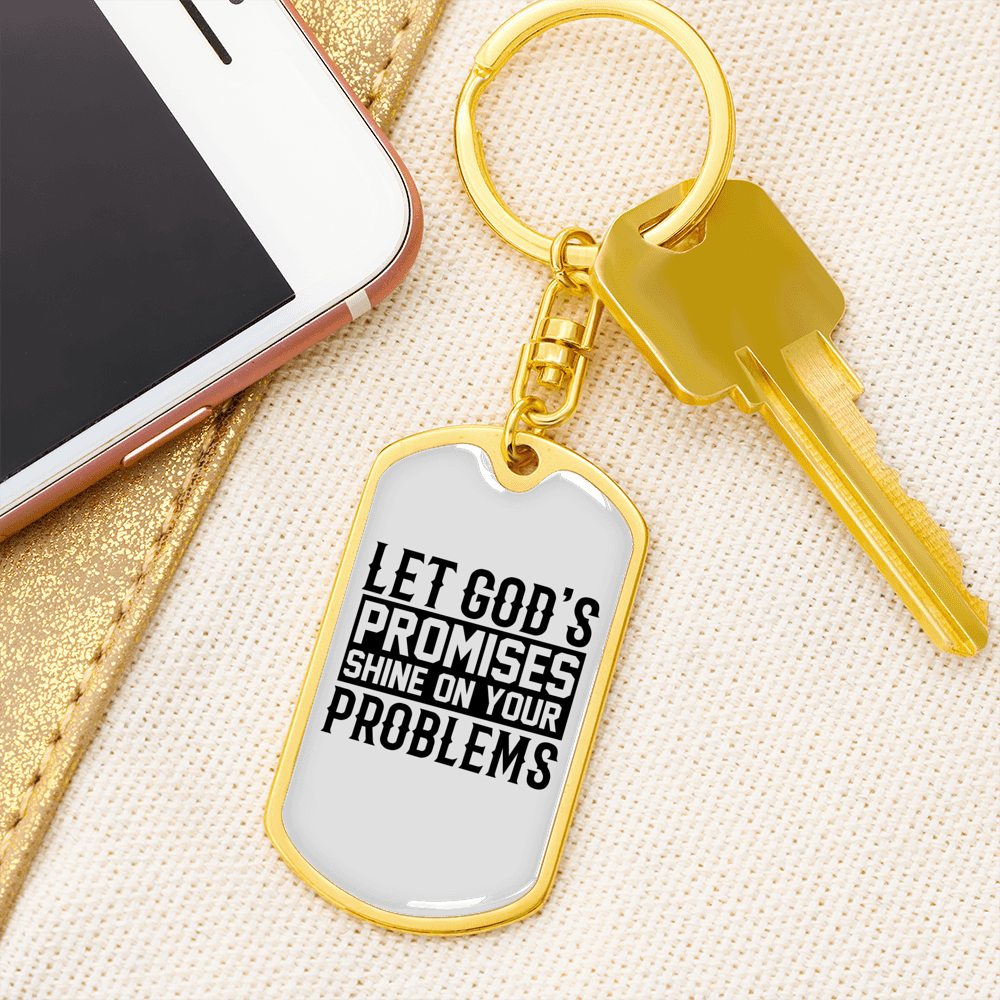 God's Promises Shine Keychain Stainless Steel or 18k Gold Dog Tag Keyring-Express Your Love Gifts