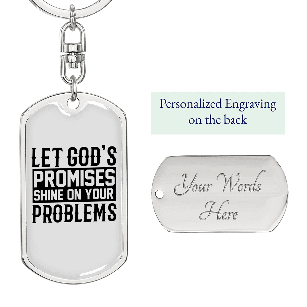 God's Promises Shine Keychain Stainless Steel or 18k Gold Dog Tag Keyring-Express Your Love Gifts