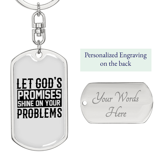 God's Promises Shine Keychain Stainless Steel or 18k Gold Dog Tag Keyring-Express Your Love Gifts