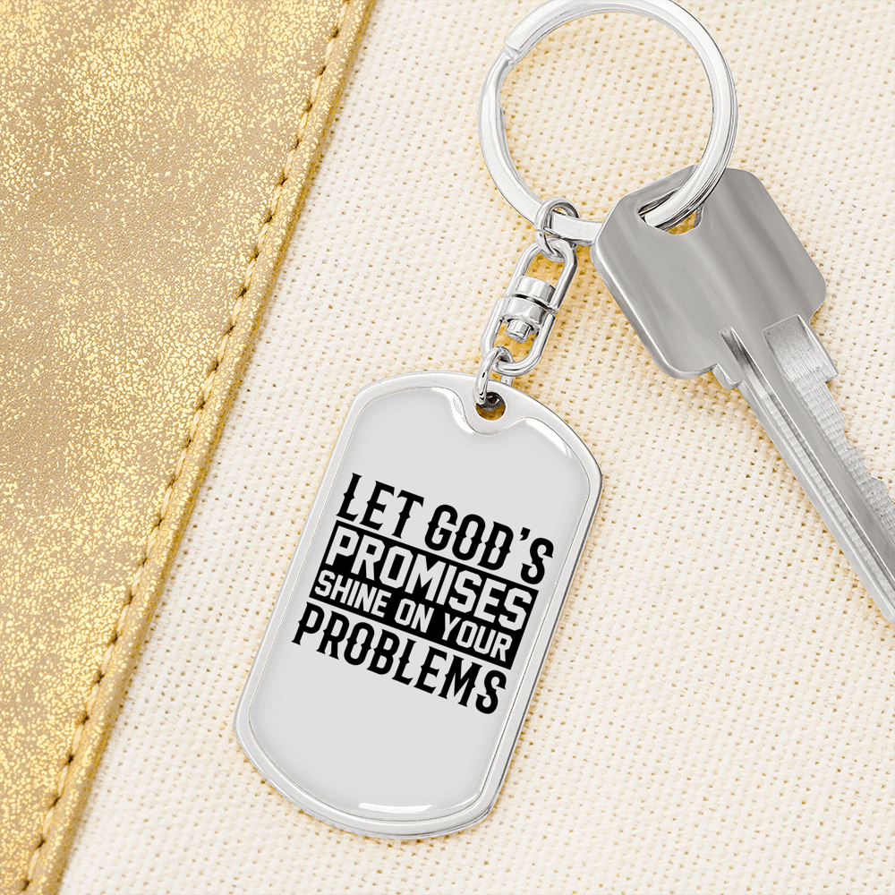 God's Promises Shine Keychain Stainless Steel or 18k Gold Dog Tag Keyring-Express Your Love Gifts
