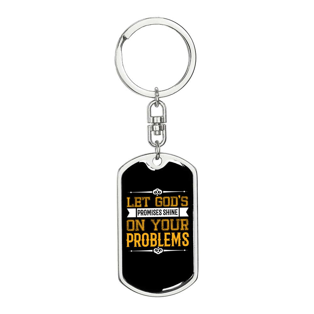 God's Promises Shine Yellow Keychain Stainless Steel or 18k Gold Dog Tag Keyring-Express Your Love Gifts