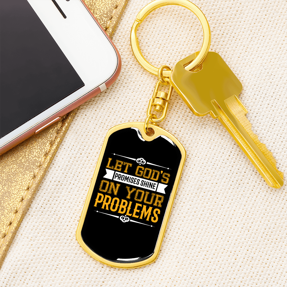 God's Promises Shine Yellow Keychain Stainless Steel or 18k Gold Dog Tag Keyring-Express Your Love Gifts