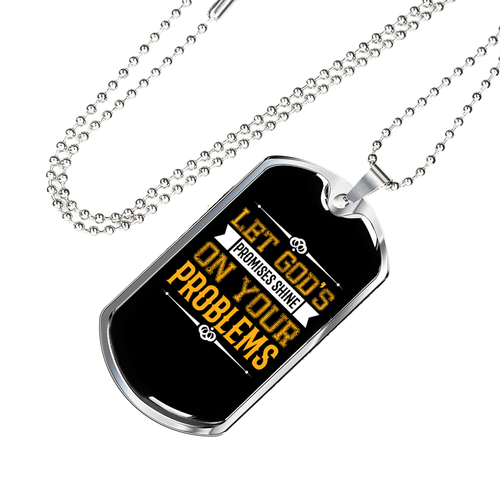 God's Promises Shine Yellow Necklace Stainless Steel or 18k Gold Dog Tag 24" Chain-Express Your Love Gifts