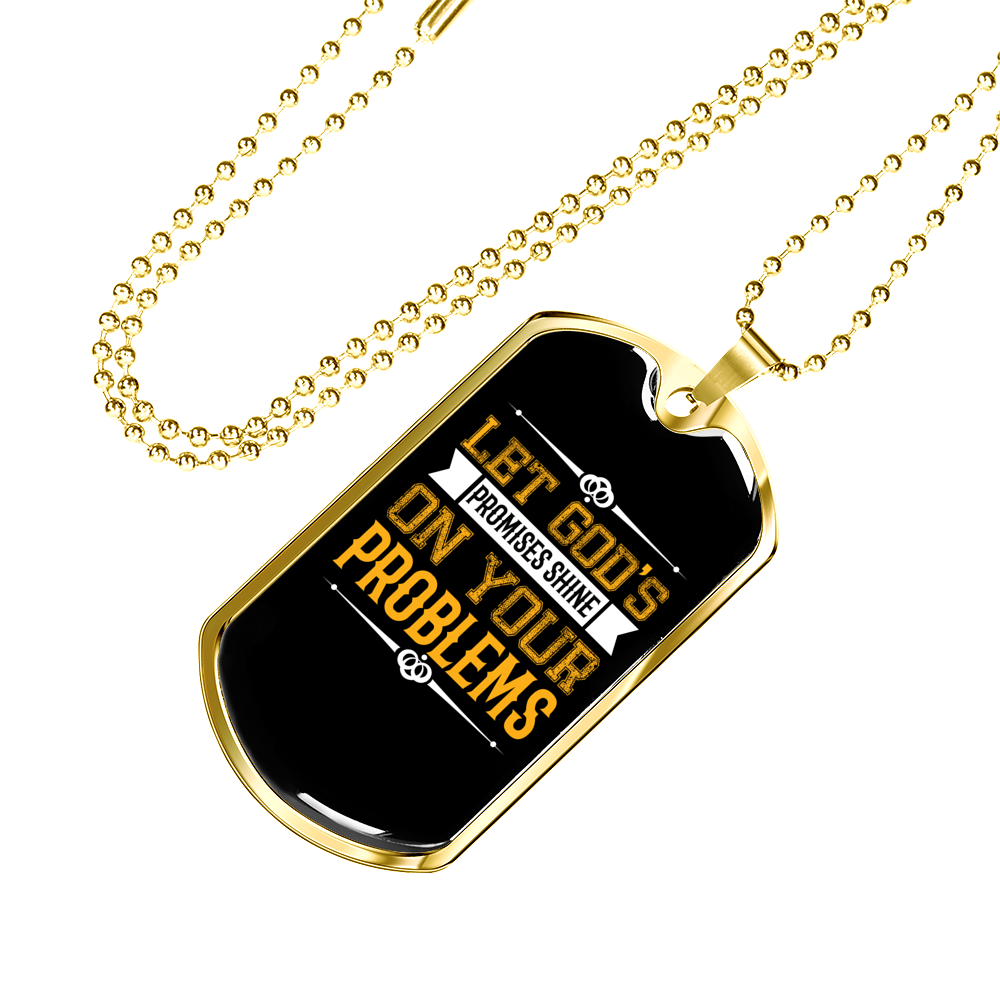 God's Promises Shine Yellow Necklace Stainless Steel or 18k Gold Dog Tag 24" Chain-Express Your Love Gifts