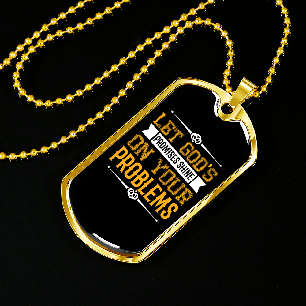 God's Promises Shine Yellow Necklace Stainless Steel or 18k Gold Dog Tag 24" Chain-Express Your Love Gifts