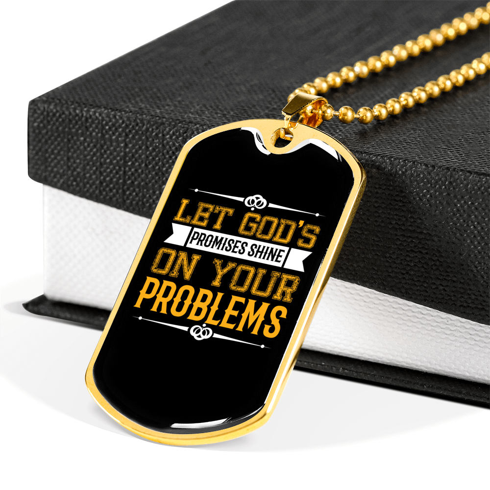 God's Promises Shine Yellow Necklace Stainless Steel or 18k Gold Dog Tag 24" Chain-Express Your Love Gifts