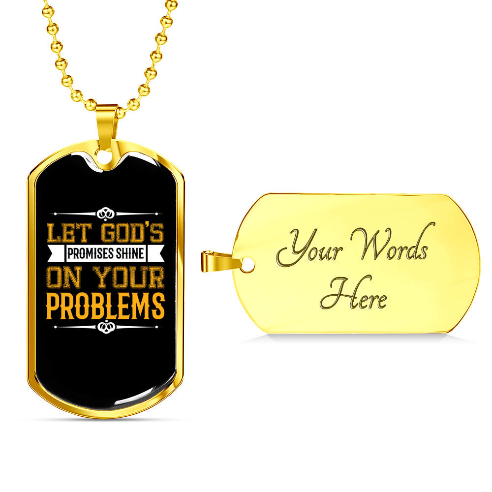 God's Promises Shine Yellow Necklace Stainless Steel or 18k Gold Dog Tag 24" Chain-Express Your Love Gifts
