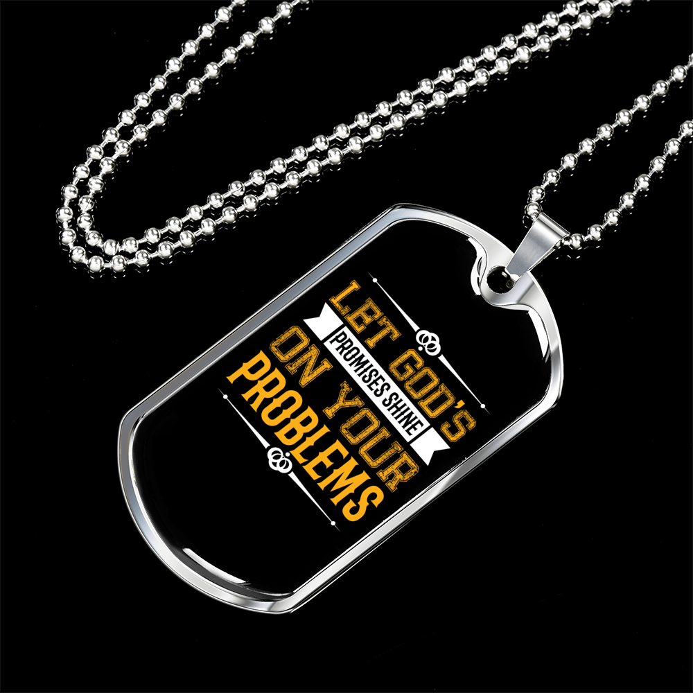 God's Promises Shine Yellow Necklace Stainless Steel or 18k Gold Dog Tag 24" Chain-Express Your Love Gifts