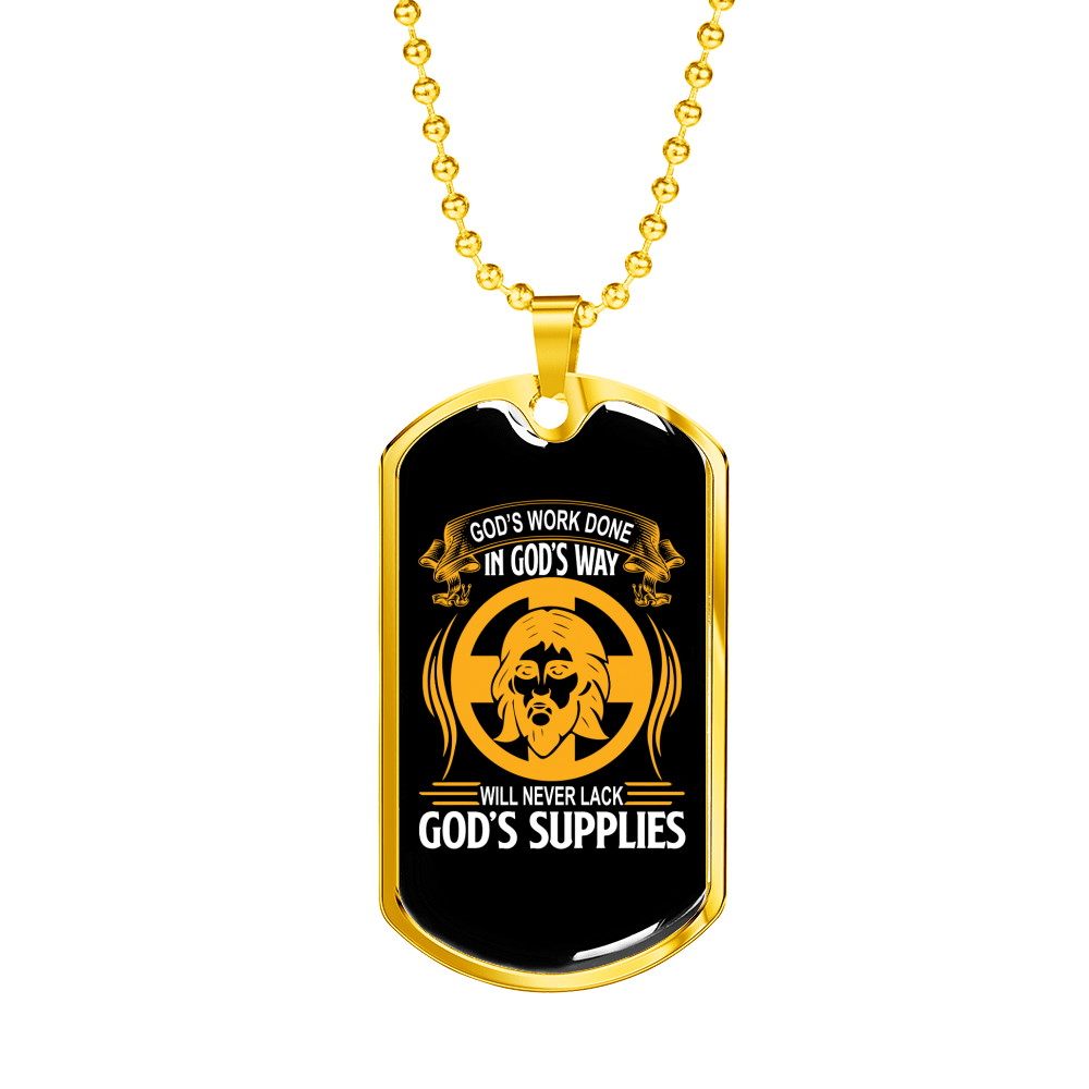 God's Supplies Necklace Stainless Steel or 18k Gold Dog Tag 24" Chain-Express Your Love Gifts
