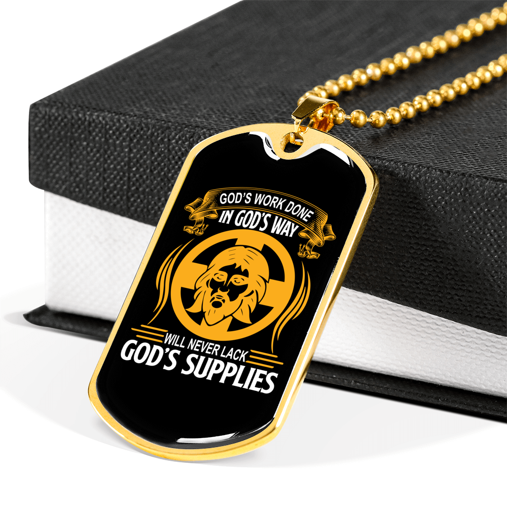 God's Supplies Necklace Stainless Steel or 18k Gold Dog Tag 24" Chain-Express Your Love Gifts