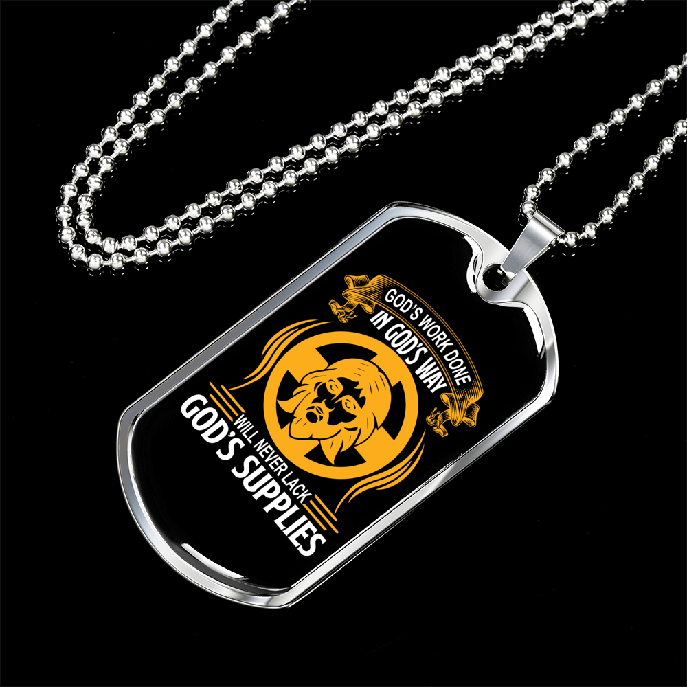 God's Supplies Necklace Stainless Steel or 18k Gold Dog Tag 24" Chain-Express Your Love Gifts