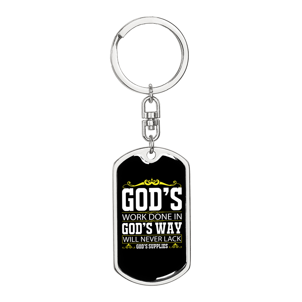 God'S Way Keychain Stainless Steel or 18k Gold Dog Tag Keyring-Express Your Love Gifts