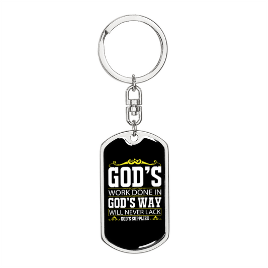 God'S Way Keychain Stainless Steel or 18k Gold Dog Tag Keyring-Express Your Love Gifts