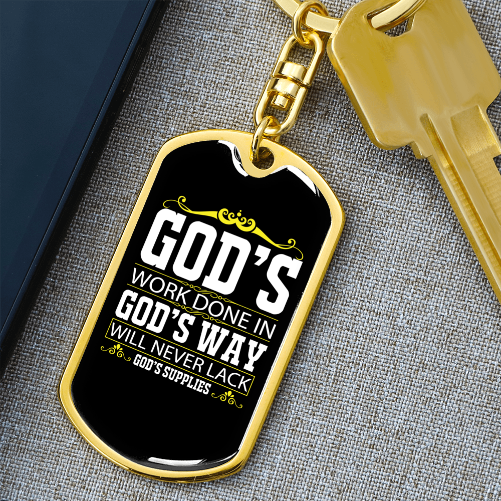 God'S Way Keychain Stainless Steel or 18k Gold Dog Tag Keyring-Express Your Love Gifts