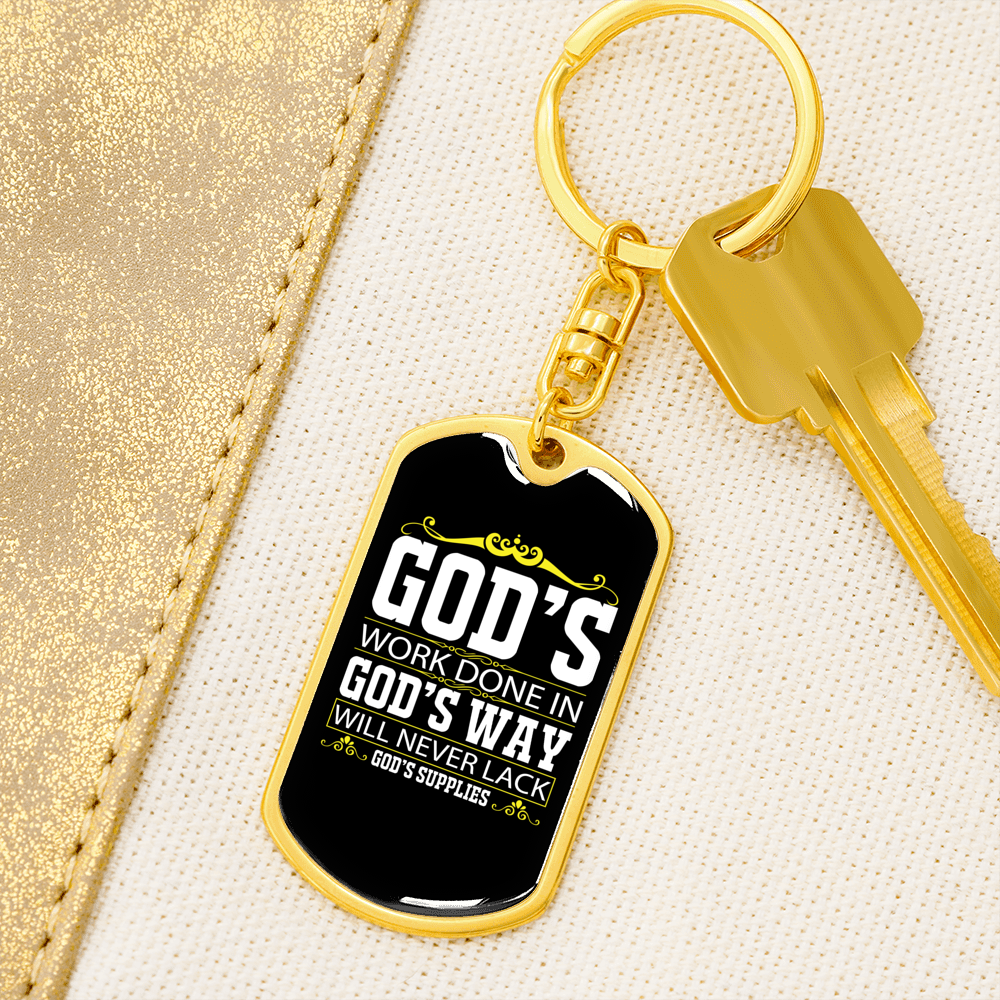 God'S Way Keychain Stainless Steel or 18k Gold Dog Tag Keyring-Express Your Love Gifts