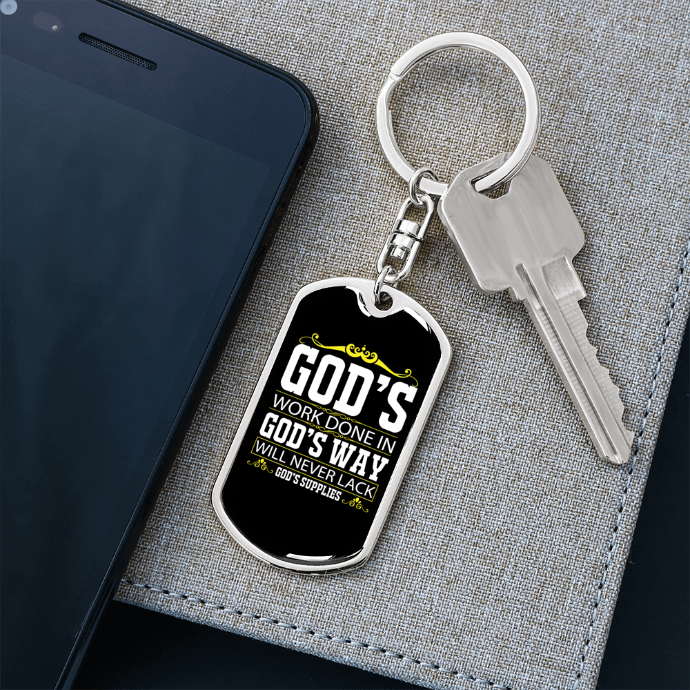 God'S Way Keychain Stainless Steel or 18k Gold Dog Tag Keyring-Express Your Love Gifts