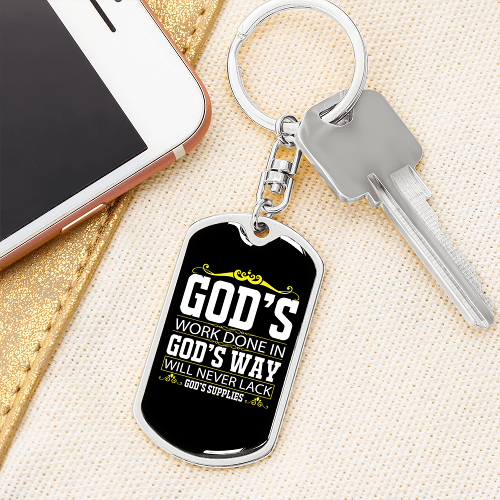 God'S Way Keychain Stainless Steel or 18k Gold Dog Tag Keyring-Express Your Love Gifts