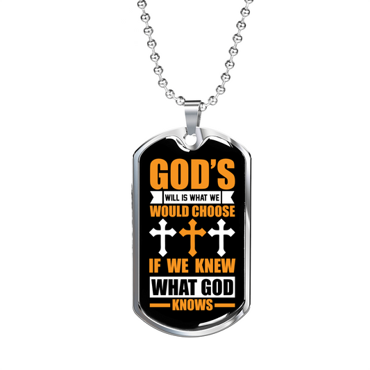 God's Will Necklace Stainless Steel or 18k Gold Dog Tag 24" Chain-Express Your Love Gifts