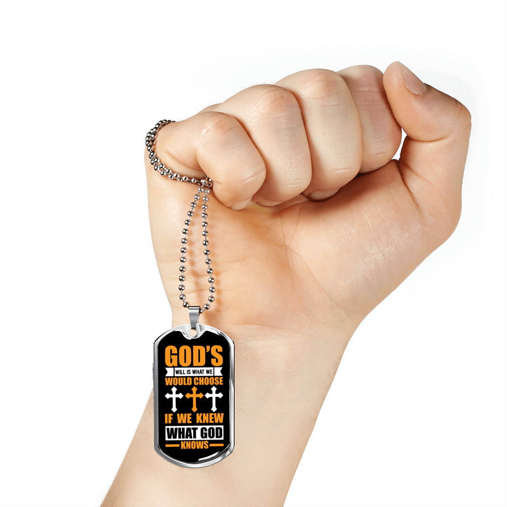 God's Will Necklace Stainless Steel or 18k Gold Dog Tag 24" Chain-Express Your Love Gifts