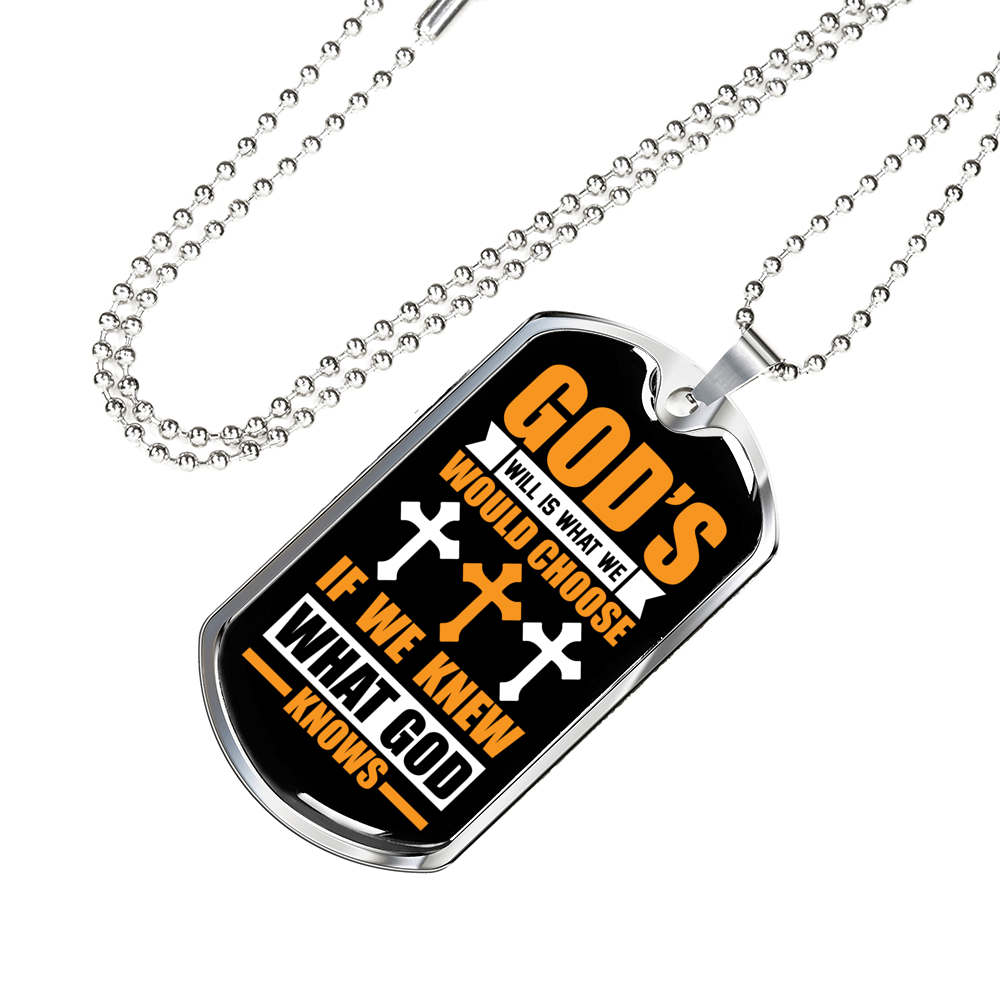 God's Will Necklace Stainless Steel or 18k Gold Dog Tag 24" Chain-Express Your Love Gifts