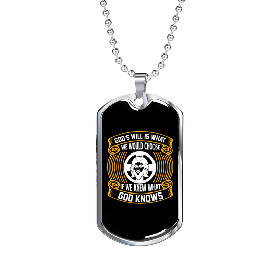 God'S Will We Choose Necklace Stainless Steel or 18k Gold Dog Tag 24" Chain-Express Your Love Gifts