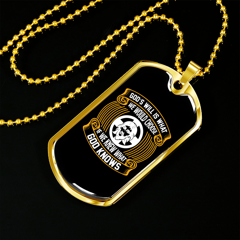 God'S Will We Choose Necklace Stainless Steel or 18k Gold Dog Tag 24" Chain-Express Your Love Gifts