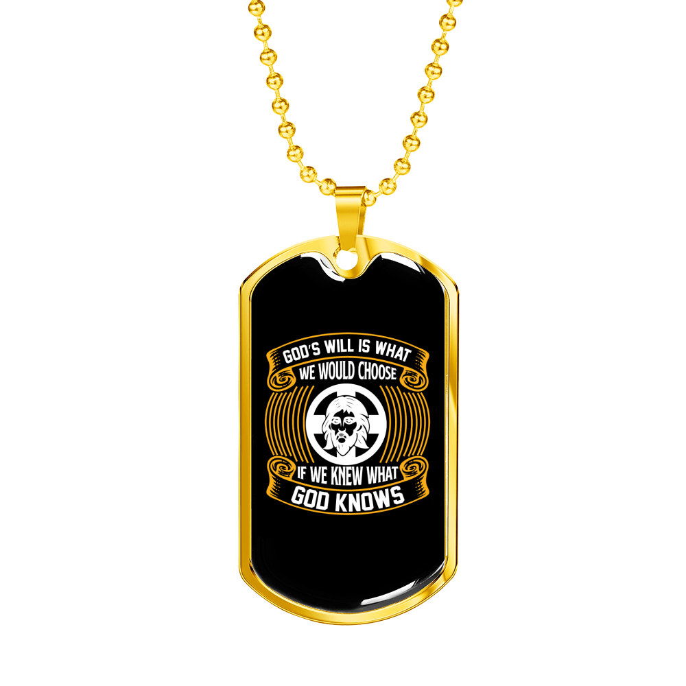 God'S Will We Choose Necklace Stainless Steel or 18k Gold Dog Tag 24" Chain-Express Your Love Gifts