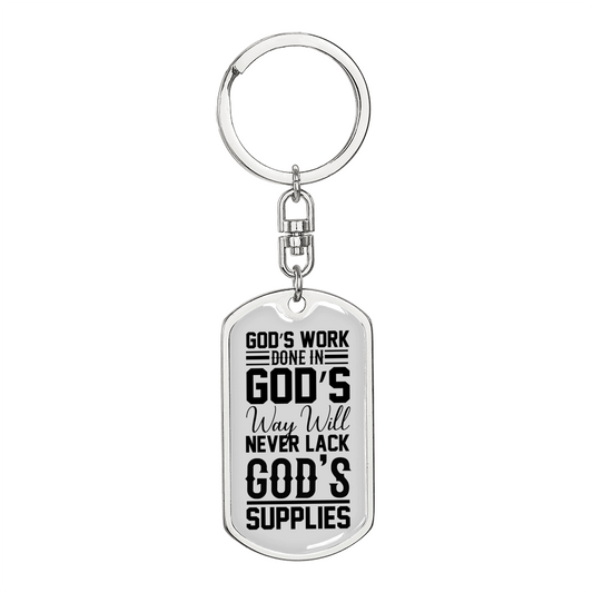 God'S Work Done Keychain Stainless Steel or 18k Gold Dog Tag Keyring-Express Your Love Gifts