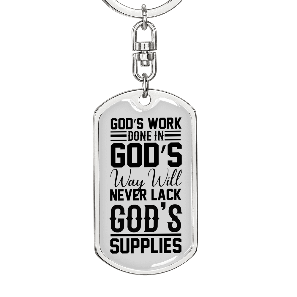 God'S Work Done Keychain Stainless Steel or 18k Gold Dog Tag Keyring-Express Your Love Gifts