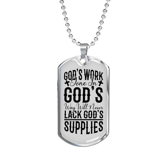 God's Work Done Necklace Stainless Steel or 18k Gold Dog Tag 24" Chain-Express Your Love Gifts