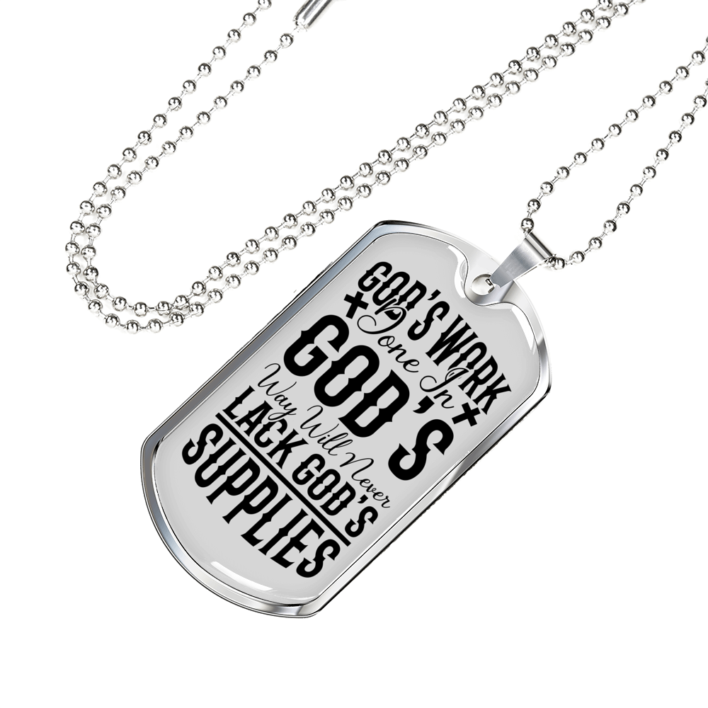 God's Work Done Necklace Stainless Steel or 18k Gold Dog Tag 24" Chain-Express Your Love Gifts