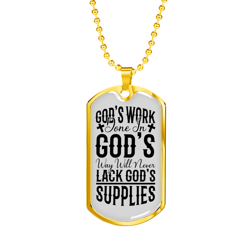 God's Work Done Necklace Stainless Steel or 18k Gold Dog Tag 24" Chain-Express Your Love Gifts