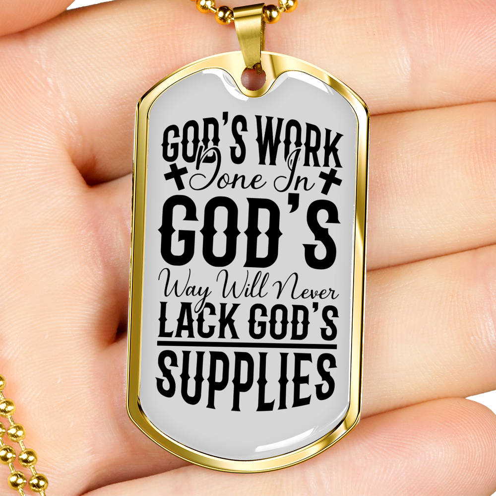 God's Work Done Necklace Stainless Steel or 18k Gold Dog Tag 24" Chain-Express Your Love Gifts