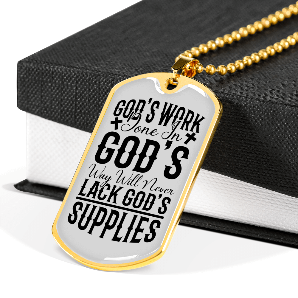 God's Work Done Necklace Stainless Steel or 18k Gold Dog Tag 24" Chain-Express Your Love Gifts