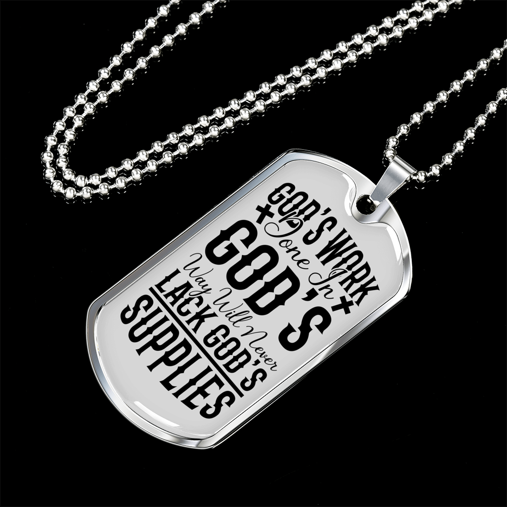 God's Work Done Necklace Stainless Steel or 18k Gold Dog Tag 24" Chain-Express Your Love Gifts