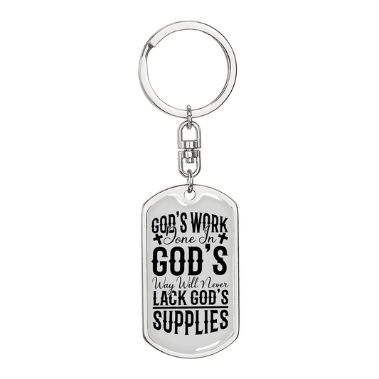 God'S Work Keychain Stainless Steel or 18k Gold Dog Tag Keyring-Express Your Love Gifts