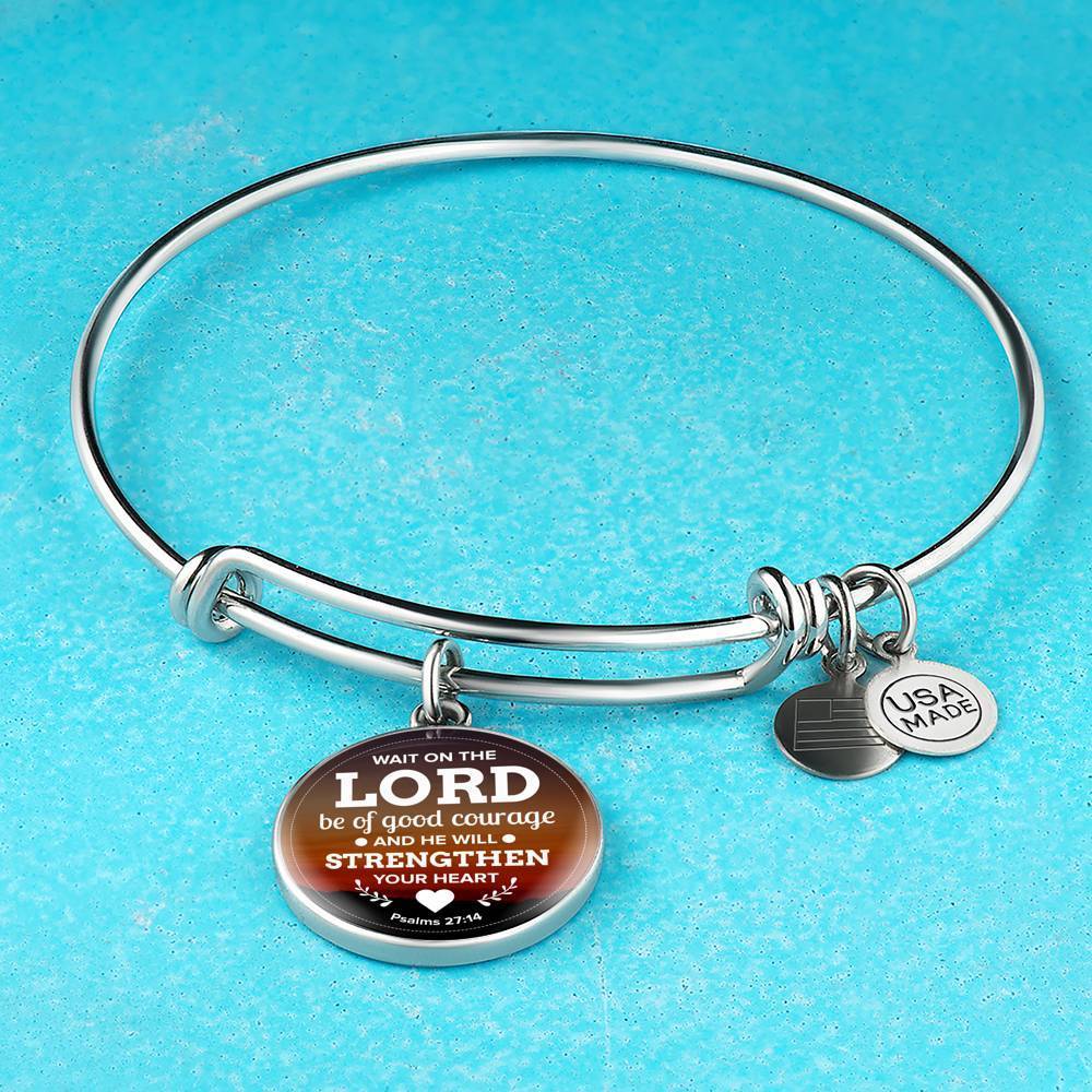 God Shall Strengthen You Stainless Steel or 18k Gold Circle Bangle Bracelet - Express Your Love Gifts