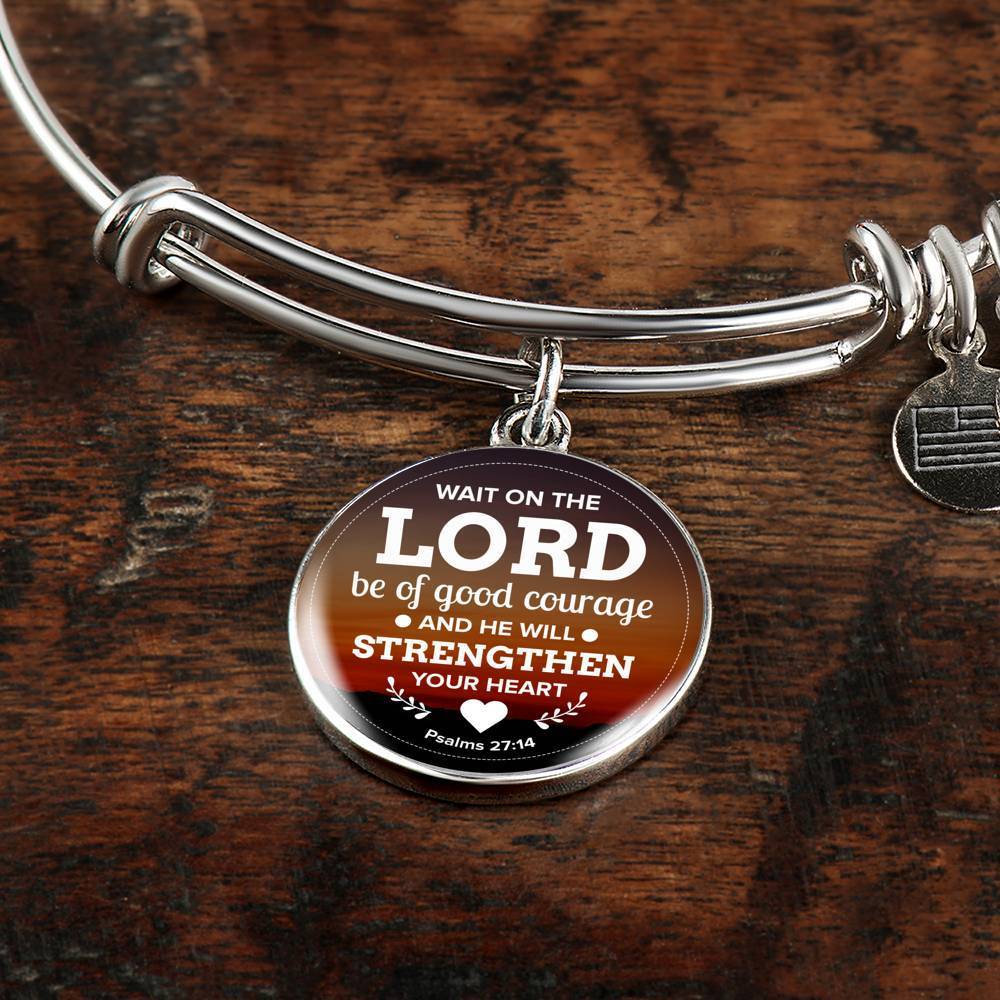 God Shall Strengthen You Stainless Steel or 18k Gold Circle Bangle Bracelet - Express Your Love Gifts