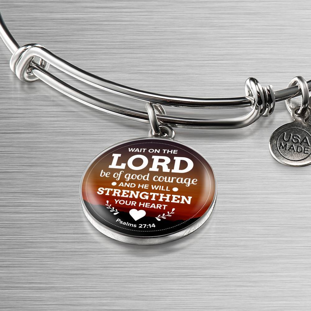 God Shall Strengthen You Stainless Steel or 18k Gold Circle Bangle Bracelet - Express Your Love Gifts