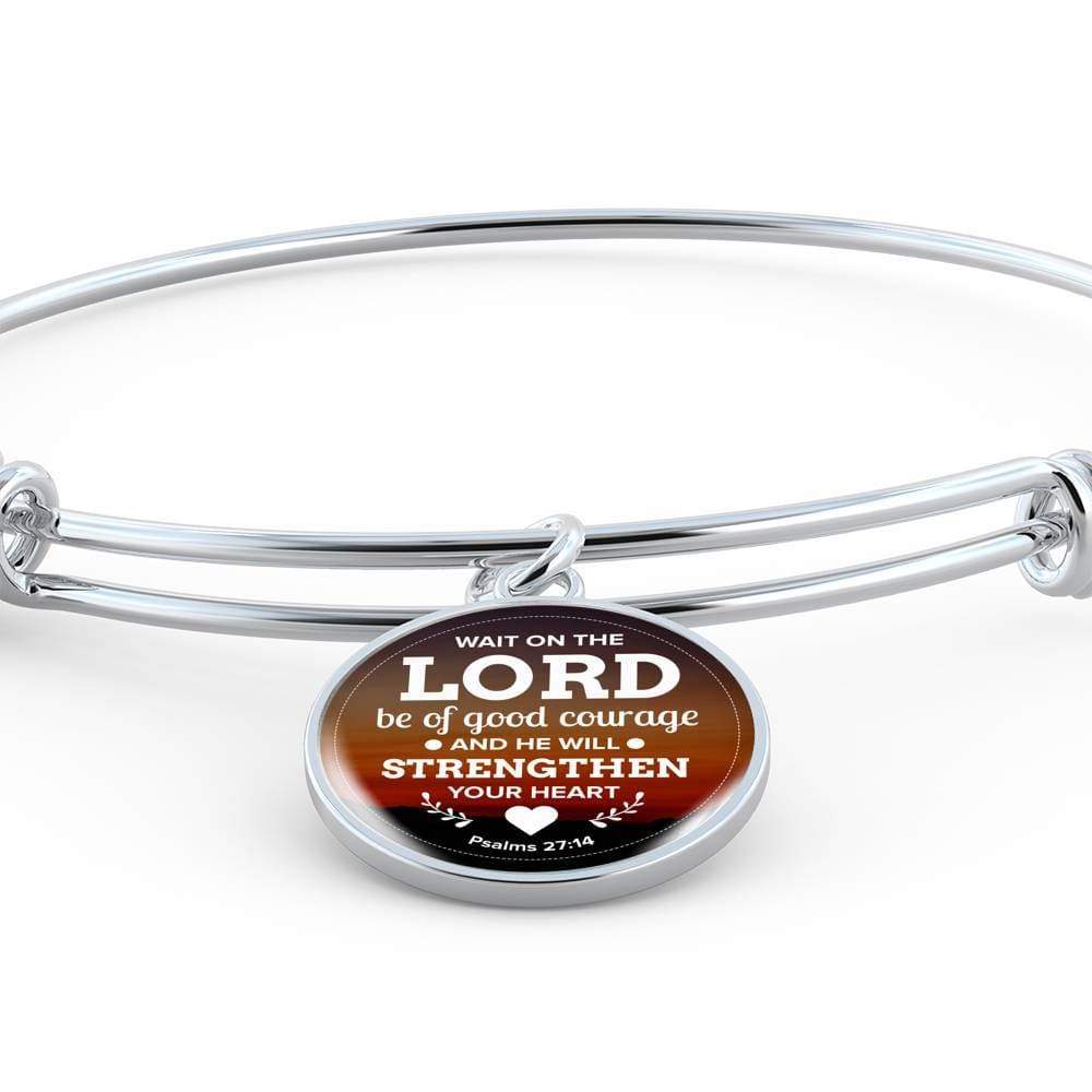 God Shall Strengthen You Stainless Steel or 18k Gold Circle Bangle Bracelet - Express Your Love Gifts