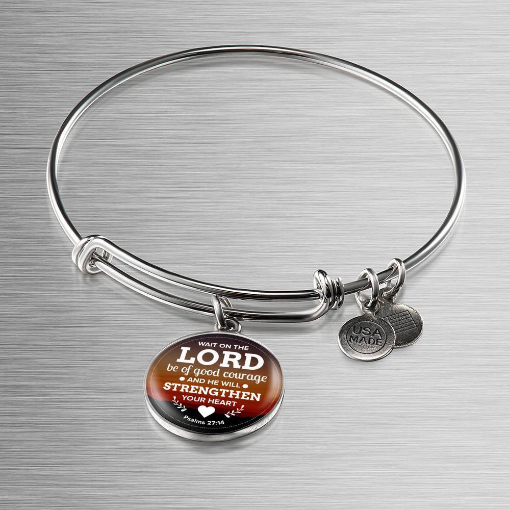 God Shall Strengthen You Stainless Steel or 18k Gold Circle Bangle Bracelet - Express Your Love Gifts