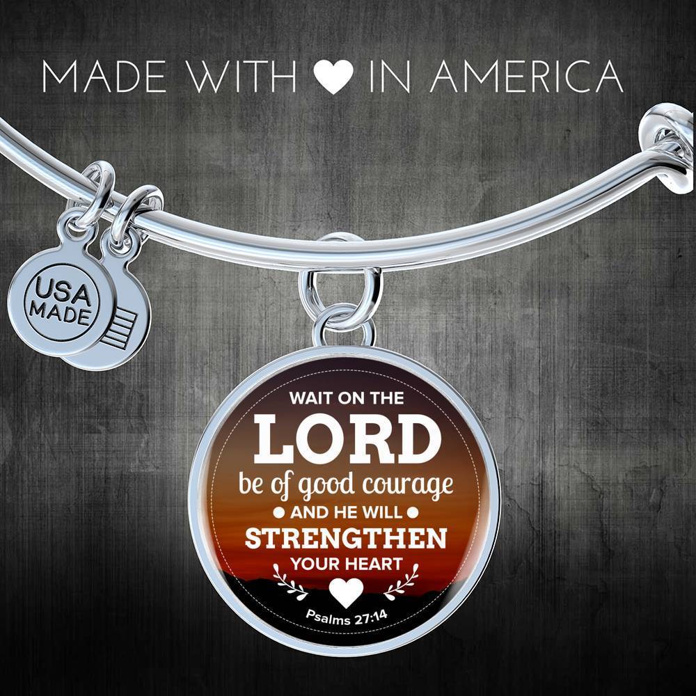 God Shall Strengthen You Stainless Steel or 18k Gold Circle Bangle Bracelet - Express Your Love Gifts