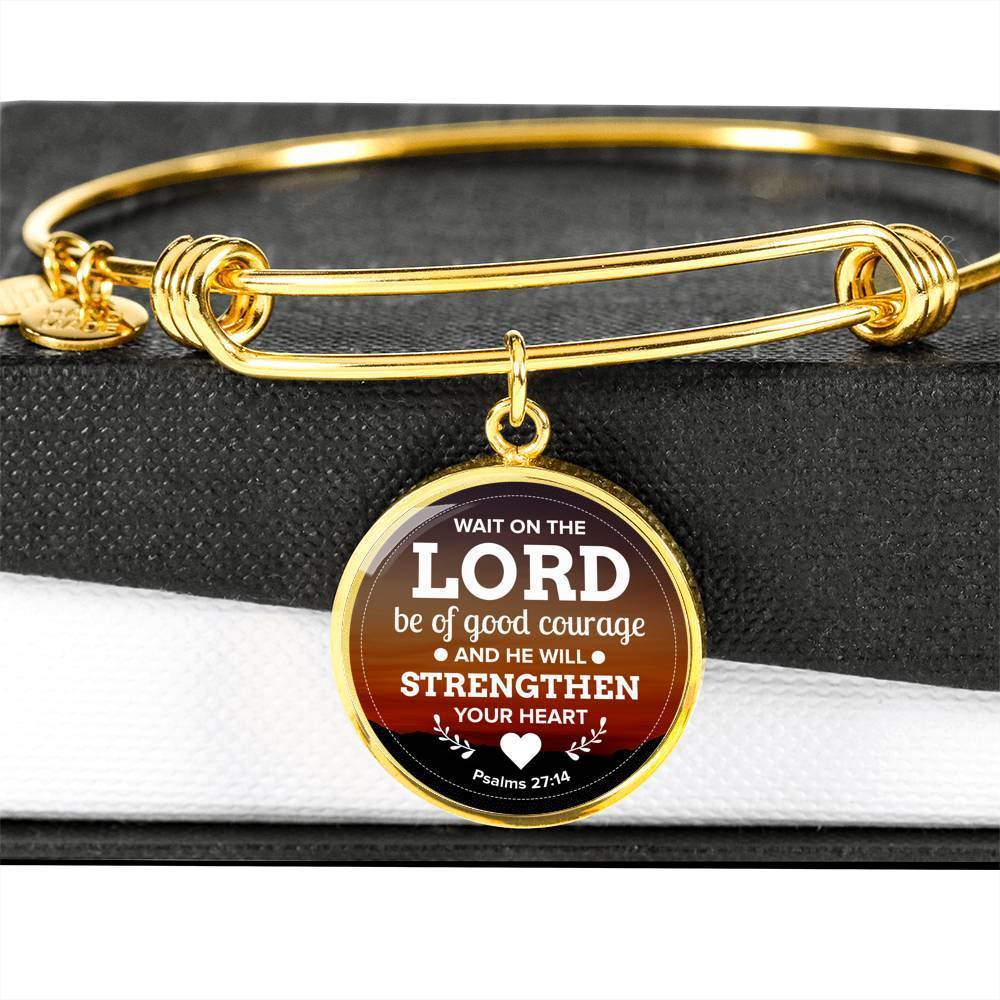 God Shall Strengthen You Stainless Steel or 18k Gold Circle Bangle Bracelet - Express Your Love Gifts